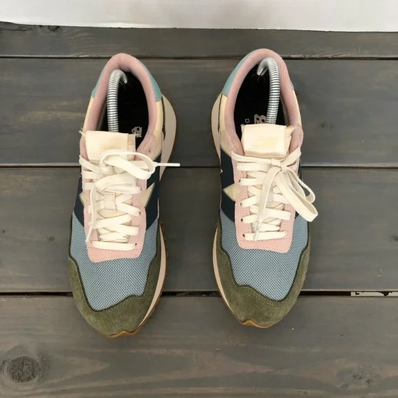 New Balance 237 Women’s Pastel Blue Pink Olive Retro Runner Sneakers - Picture 3 of 10